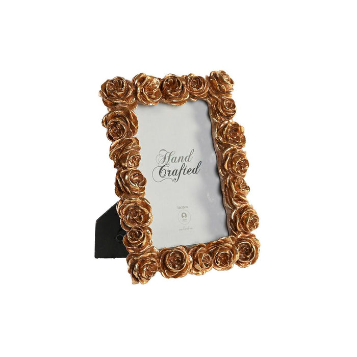 Ramă Foto DKD Home Decor Auriu* Rășină Trandafiri Romantic 15,5 x 3,2 x 20,3 cm