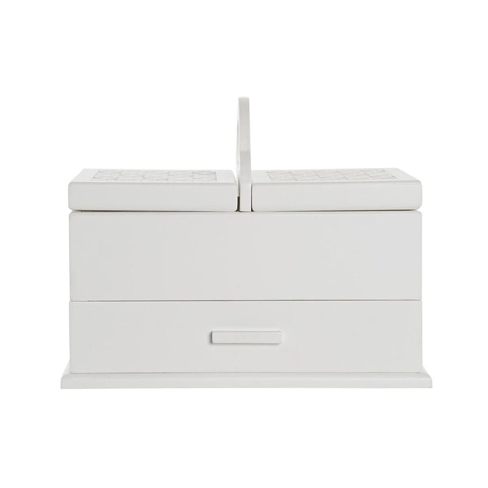 Casetă de Bijuterii DKD Home Decor Geam Alb Fildeș Lemn MDF 30 x 17 x 24 cm