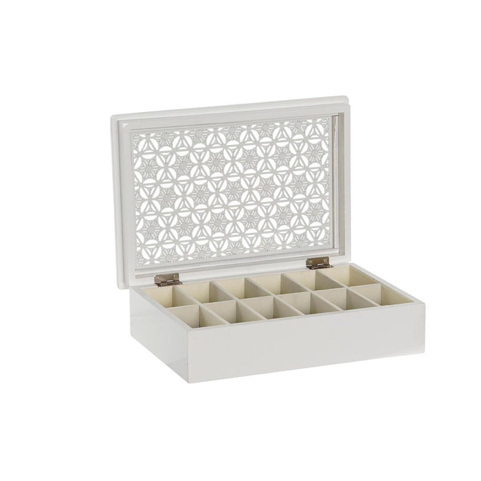 Cutie de ceasuri DKD Home Decor 29 x 20 x 9 cm Geam Alb Fildeș Lemn MDF