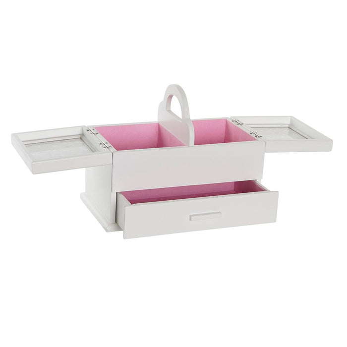 Casetă de Bijuterii DKD Home Decor 16 x 17 x 28 cm Alb Roz deschis Lemn MDF