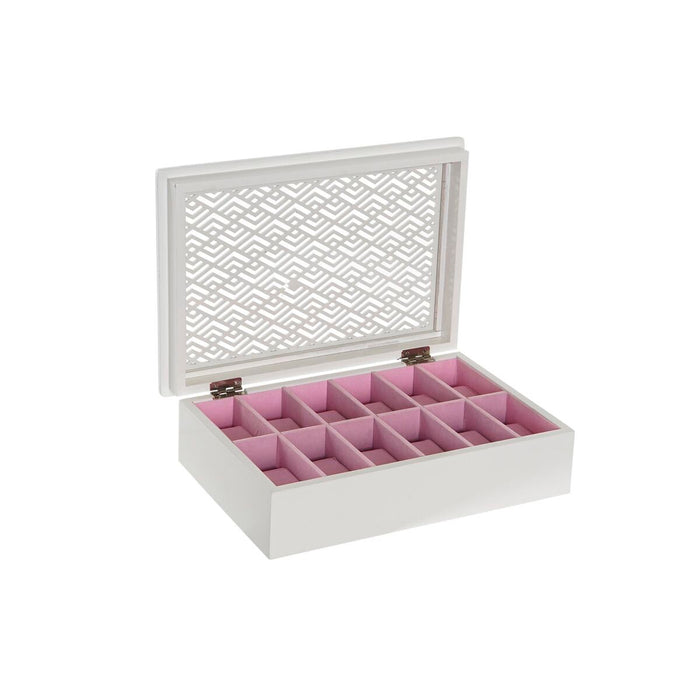 Cutie de ceasuri DKD Home Decor Alb Roz deschis Geam Lemn MDF 29 x 20 x 9 cm (12 Unități)
