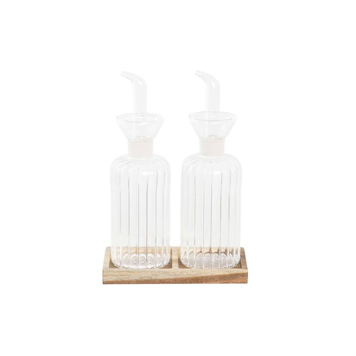 Set de ulei și oțet DKD Home Decor 250 ml 14 x 7,5 x 21 cm Natural Transparent Salcâm Sticlă borosilicată