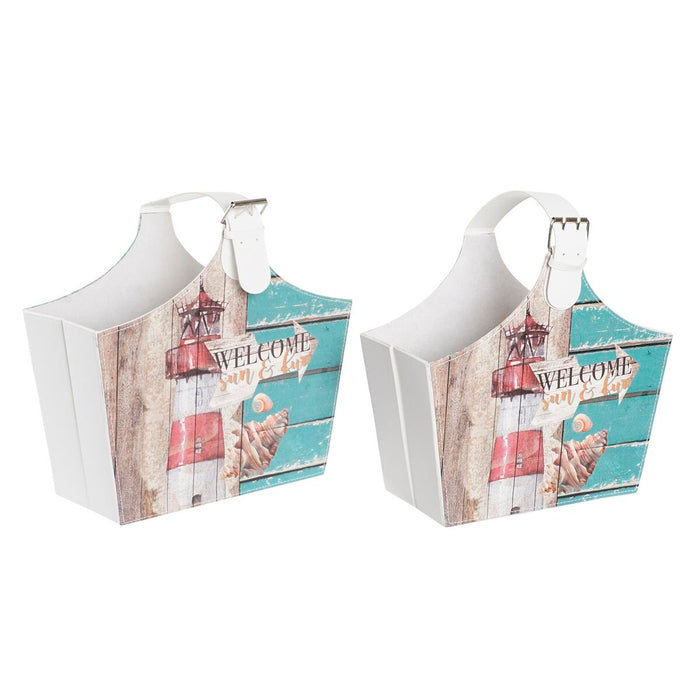Suport pentru reviste DKD Home Decor 40 x 18 x 41 cm Multicolor Carton Mediterană (2 Unități)