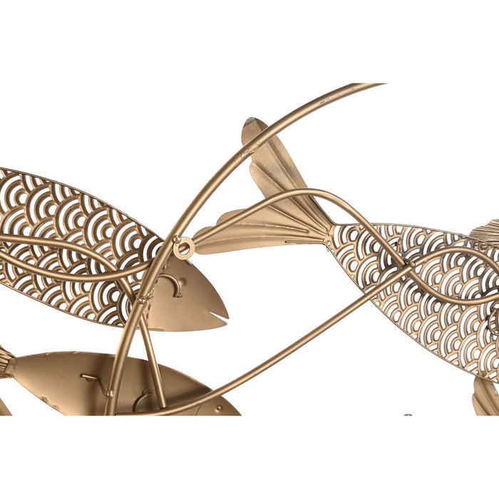 Decorațiune de Perete DKD Home Decor Auriu* Metal Pești (130 x 6 x 68 cm)