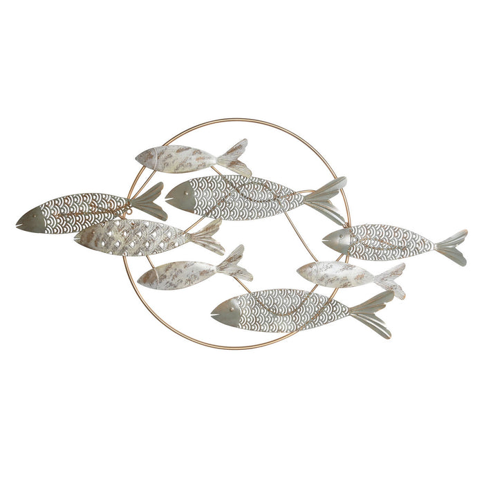 Decorațiune de Perete DKD Home Decor Auriu* Metal Pești (130 x 6 x 68 cm)