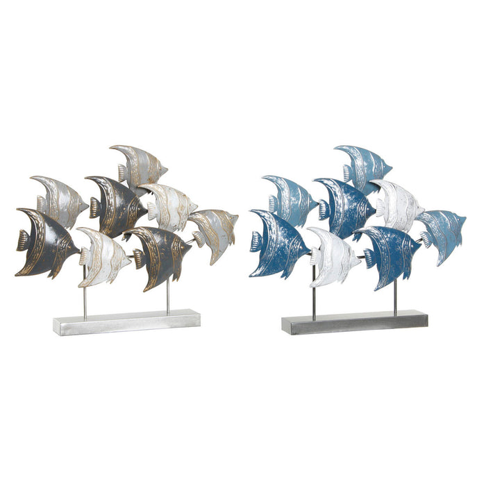 Figură Decorativă DKD Home Decor 56 x 8,3 x 46 cm Albastru Turquoise Alb Spirale Mediterană (2 Unități)