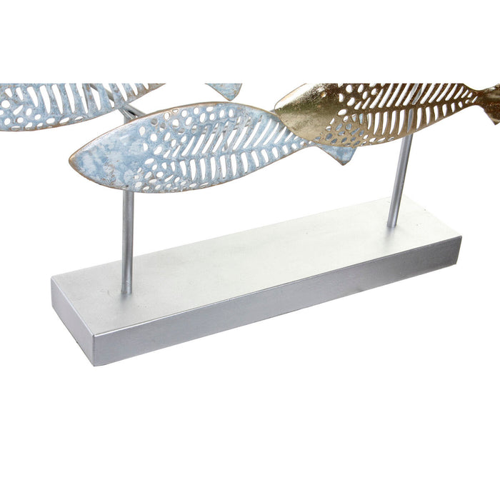 Figură Decorativă DKD Home Decor 65,4 x 9 x 39,5 cm Argintiu Albastru Auriu* Spirale Mediterană (2 Unități)
