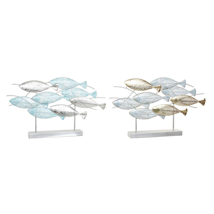 Figură Decorativă DKD Home Decor 65,4 x 9 x 39,5 cm Argintiu Albastru Auriu* Spirale Mediterană (2 Unități)