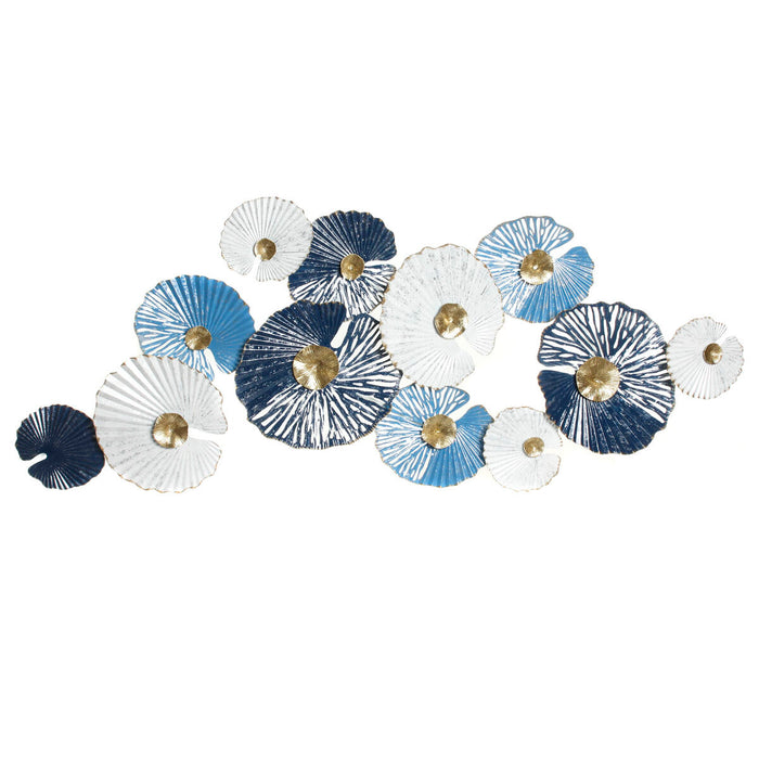 Decorațiune de Perete DKD Home Decor Albastru Metal Alb Cercuri (158 x 8 x 64 cm)