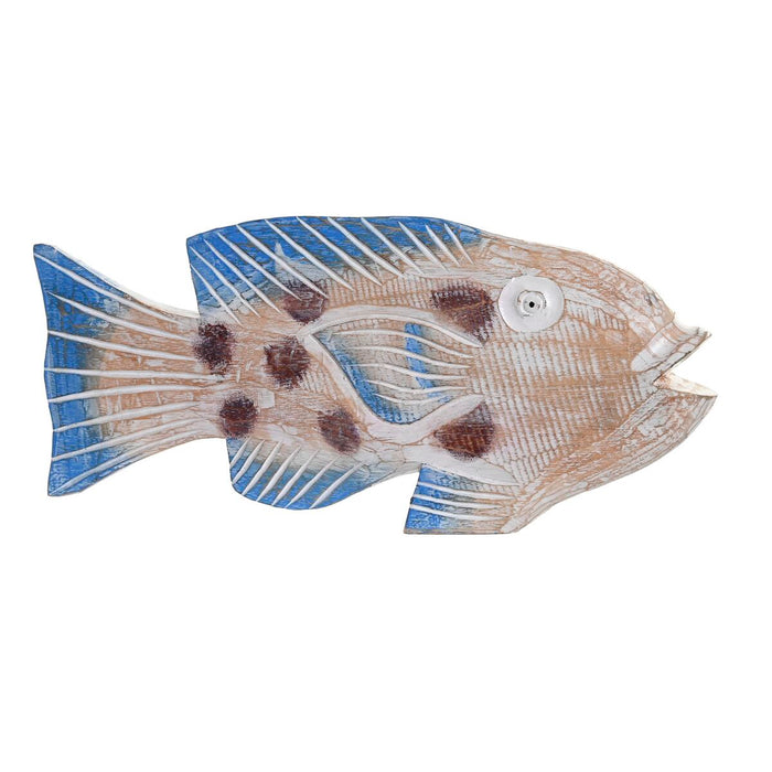 Figură Decorativă DKD Home Decor 40 x 5 x 18 cm Natural Albastru Pește Mediterană