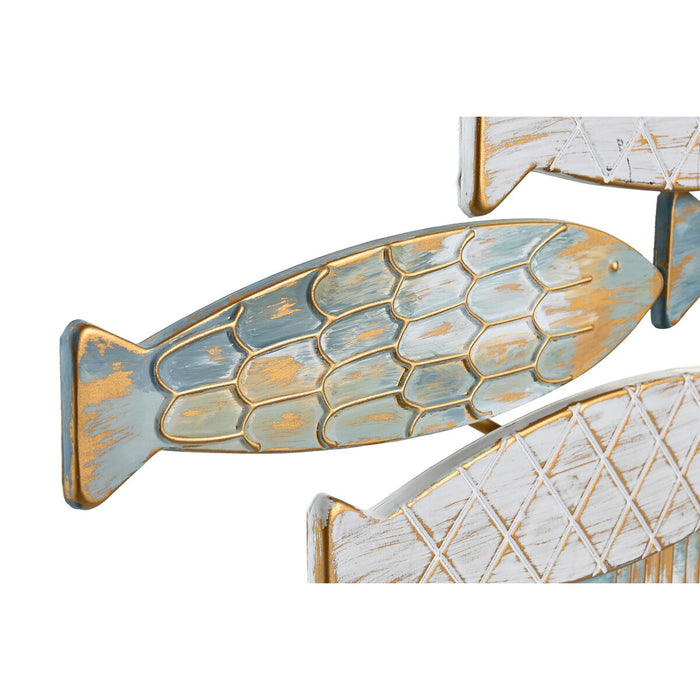 Decorațiune de Perete DKD Home Decor Auriu* Metal Pești (96 x 37 x 3 cm)