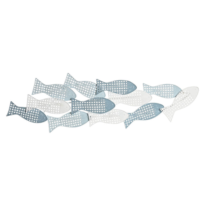 Decorațiune de Perete DKD Home Decor Albastru Alb Mediterană Pești 100 x 5 x 30 cm