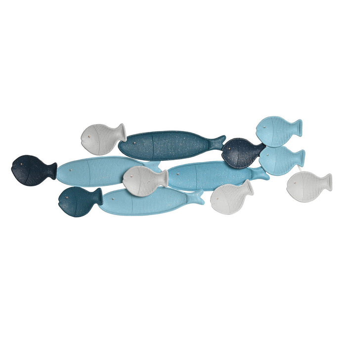 Decorațiune de Perete DKD Home Decor Albastru Alb Albastru celest Gri deschis Mediterană Pești 105 x 5 x 31 cm (2 Unități)