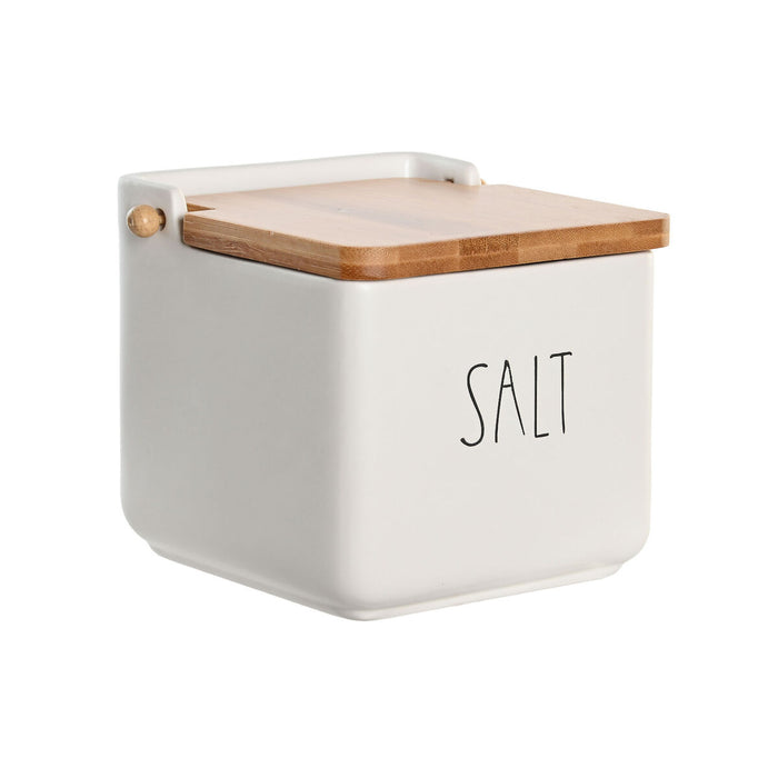 Solniță cu capac DKD Home Decor 11,5 x 11,5 x 11 cm Alb 750 ml Dolomite