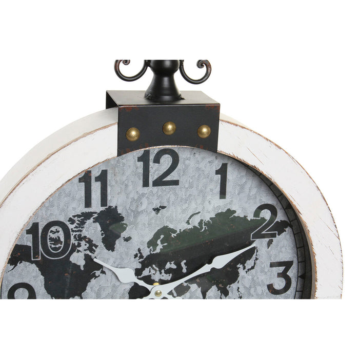 Ceas de Perete DKD Home Decor 40 x 4 x 54 cm Geam Fier Lemn MDF Harta Lumii (2 Unități)