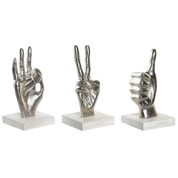 Figură Decorativă DKD Home Decor Argintiu 10 x 10 x 20 cm (3 Unități)