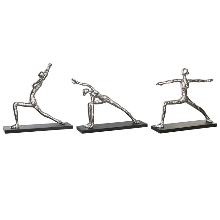 Figură Decorativă DKD Home Decor 33 x 10 x 35 cm Argintiu Negru Indian Yoga (3 Unități)