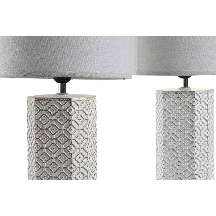 Lampă de masă DKD Home Decor 26 x 26 x 53 cm Auriu* Цимент Cupru Alb 220 V 50 W (2 Unități)