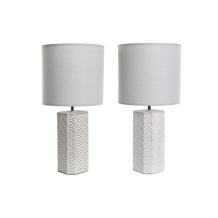 Lampă de masă DKD Home Decor 26 x 26 x 53 cm Auriu* Цимент Cupru Alb 220 V 50 W (2 Unități)
