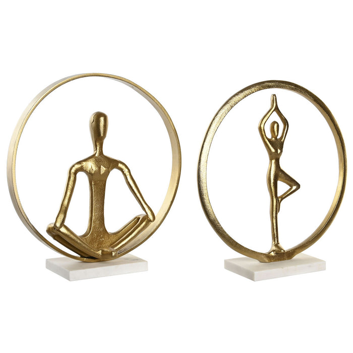 Figură Decorativă DKD Home Decor 33 x 11 x 35,5 cm 36 x 10 x 36 cm Auriu* Alb Yoga (2 Unități)