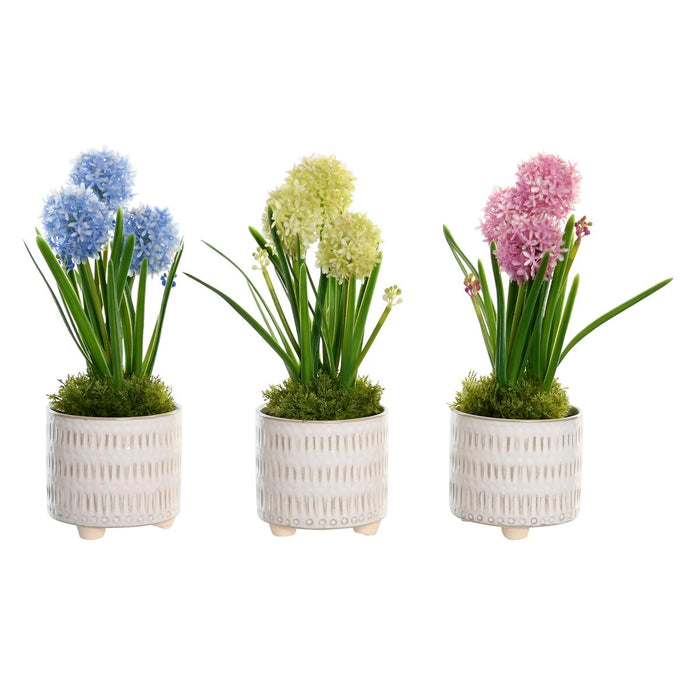 Plantă decorativă DKD Home Decor Spumă Albastru Roz Galben polipropilenă 15 x 15 x 30 cm (3 Piese)