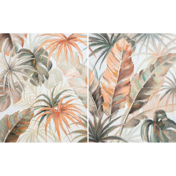Tablou DKD Home Decor Tropical 80 x 3,7 x 100 cm (2 Unități)