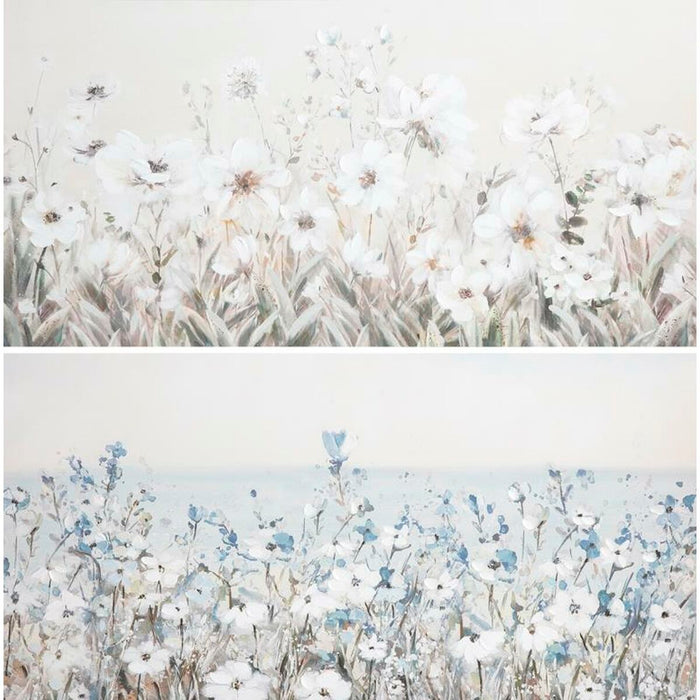 Tablou DKD Home Decor 120 x 3,5 x 60 cm 120 x 3,7 x 60 cm Květiny Shabby Chic (2 Unități)