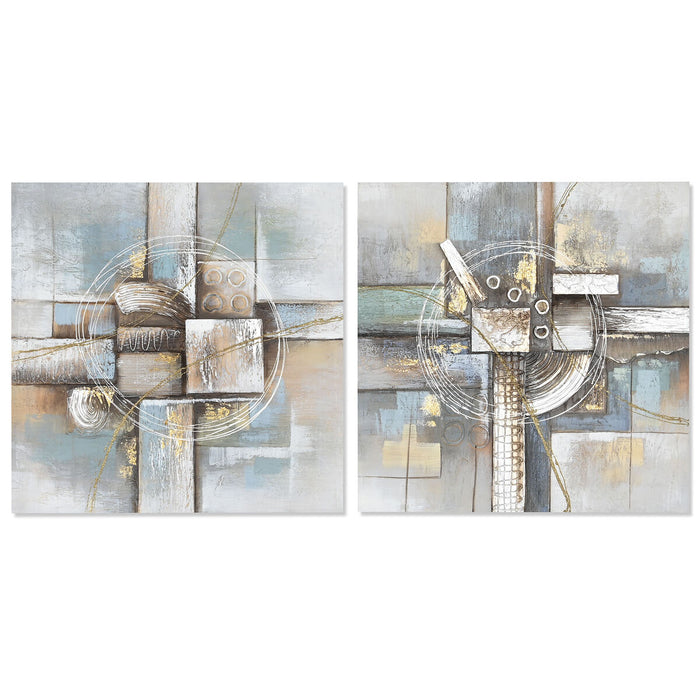 Tablou DKD Home Decor Abstract 80 x 3 x 80 cm Modern (2 Unități)