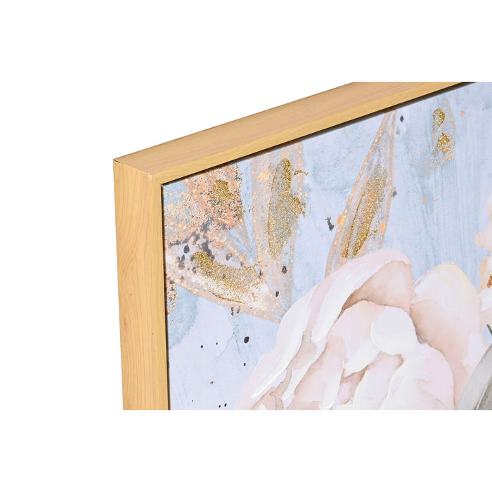 Tablou DKD Home Decor Květiny Romantic 60 x 3,5 x 60 cm (2 Unități)