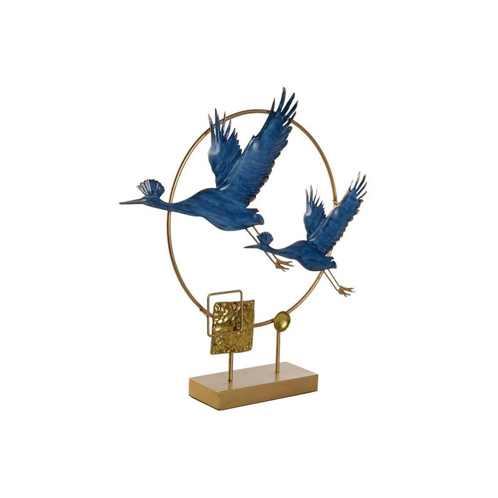 Figură Decorativă DKD Home Decor Albastru Auriu* Pasăre 51 x 9 x 51 cm