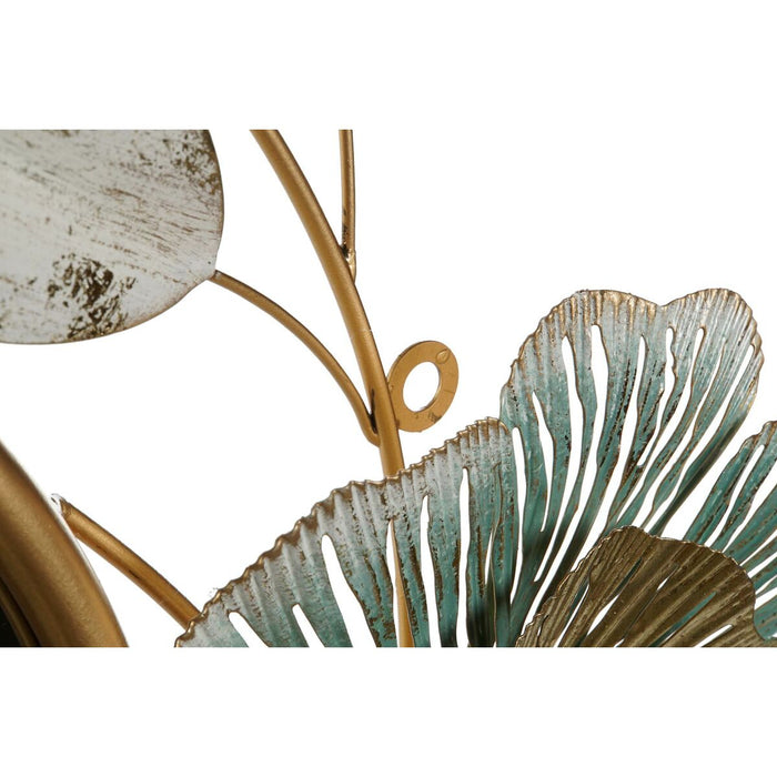 Oglindă de perete DKD Home Decor 101 x 7 x 69 cm Geam Auriu* Metal Verde Frunza a unei plante