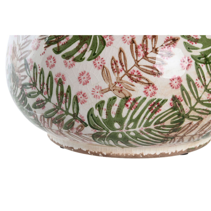 Vază DKD Home Decor 21 x 20 x 16 cm Maro Alb Verde Gresie Tropical Frunza a unei plante