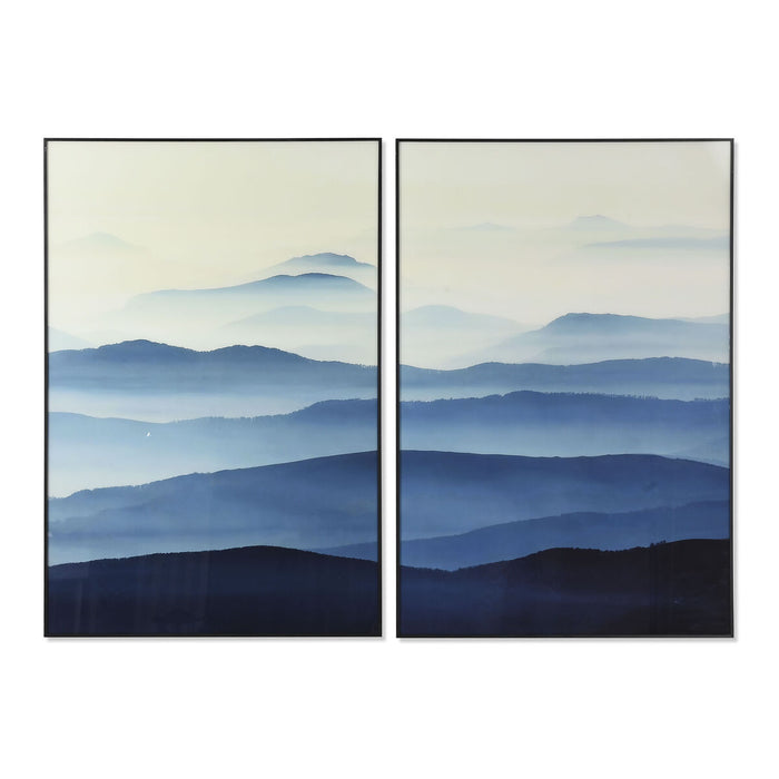Tablou DKD Home Decor 80 x 2,5 x 120 cm Oriental Munte (2 Unități)