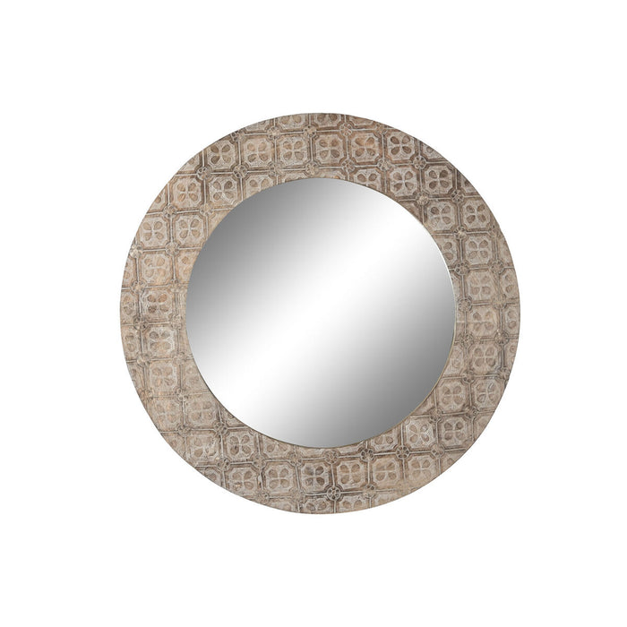 Oglindă de perete DKD Home Decor 76 x 4 x 76 cm Geam Maro Alb Mandala Lemn de mango Indian Lemn MDF murat