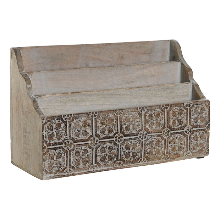 Organizator multifuncțional DKD Home Decor 32 x 13 x 21 cm Natural Alb Lemn de mango