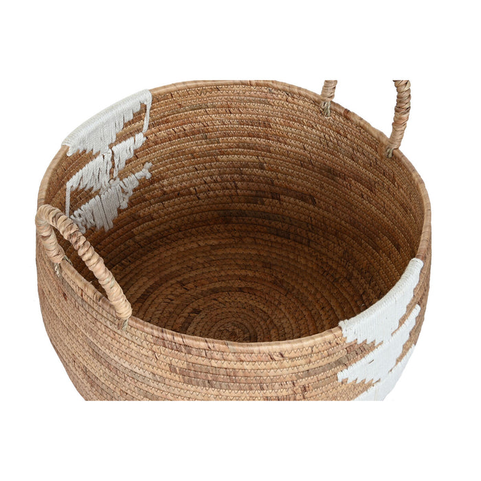 Set de Coșuri DKD Home Decor Alb Natural Въже Iarbă de mare Boho 55 x 55 x 40 cm