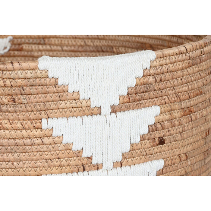 Set de Coșuri DKD Home Decor Alb Natural Въже Iarbă de mare Boho 55 x 55 x 40 cm