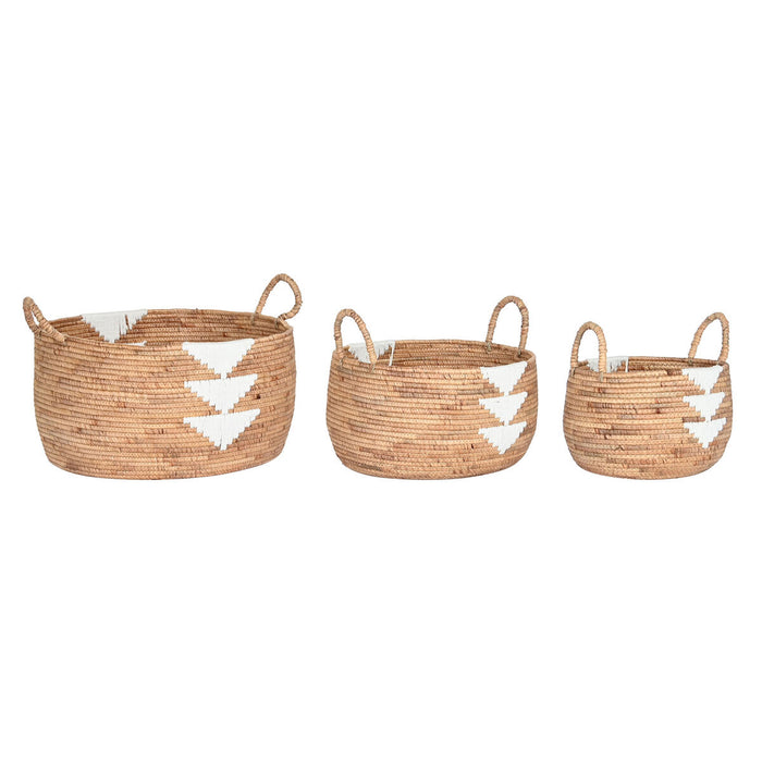 Set de Coșuri DKD Home Decor Alb Natural Въже Iarbă de mare Boho 55 x 55 x 40 cm