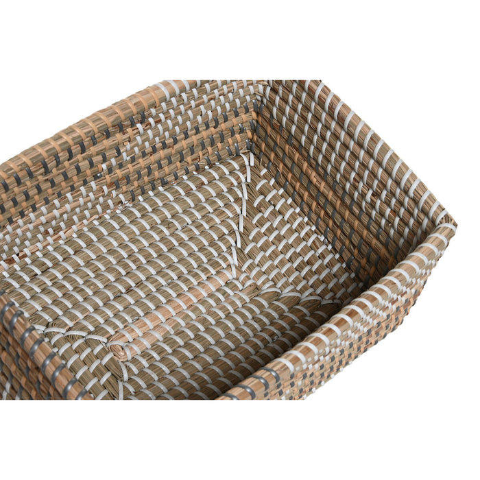 Set de Coșuri DKD Home Decor Tropical Iarbă de mare 38 x 28 x 16 cm