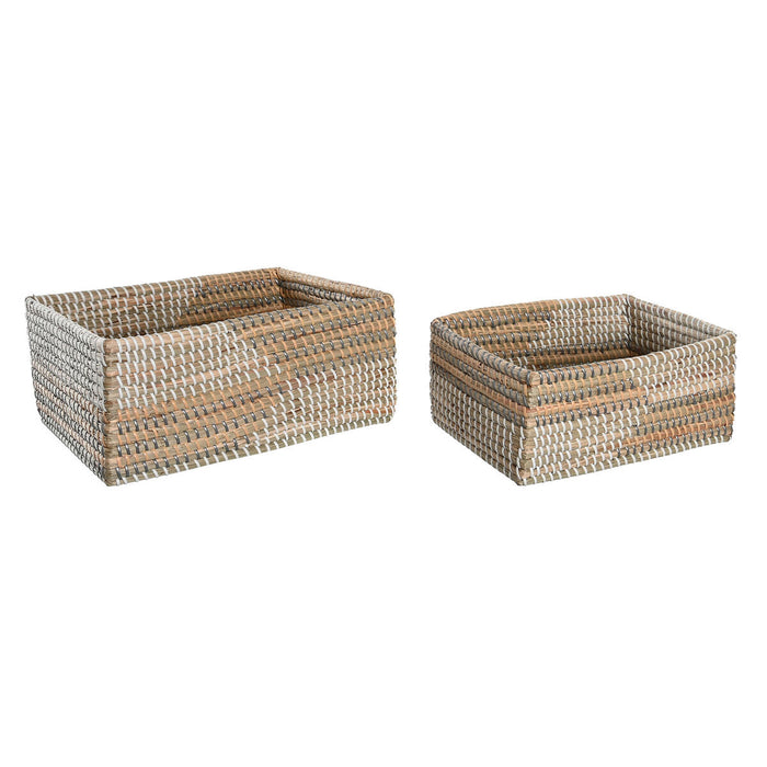 Set de Coșuri DKD Home Decor Tropical Iarbă de mare 38 x 28 x 16 cm