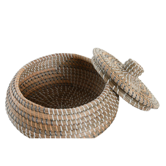 Set de Coșuri DKD Home Decor Natural Iarbă de mare Tropical 32 x 32 x 20 cm