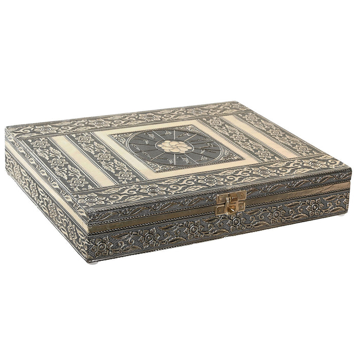 Casetă de Bijuterii DKD Home Decor 27,5 x 20 x 5,4 cm Șampanie Natural Lemn Aluminiu