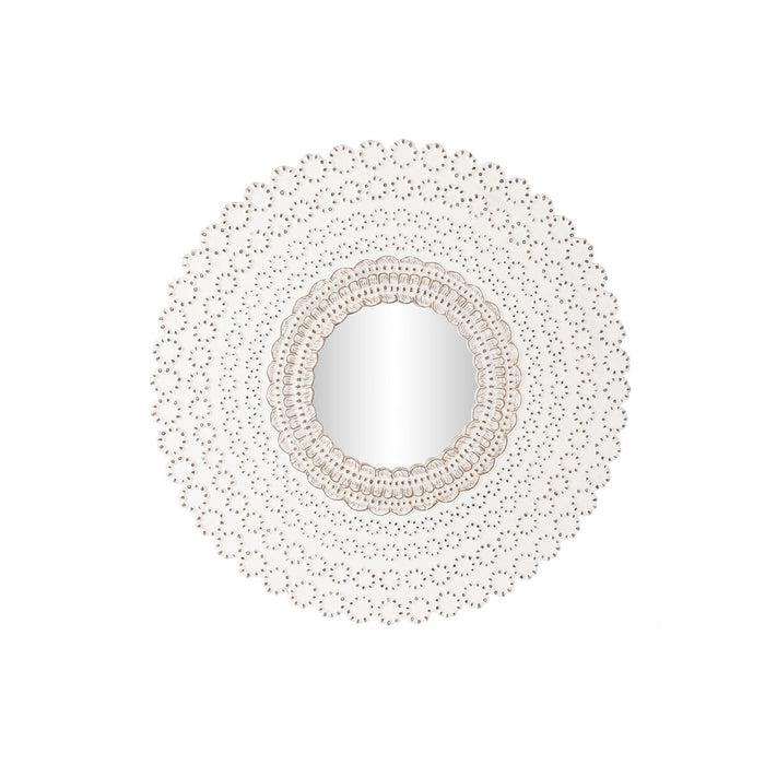 Oglindă de perete DKD Home Decor 120 x 2,5 x 120 cm Geam Natural Alb Indian Lemn MDF murat