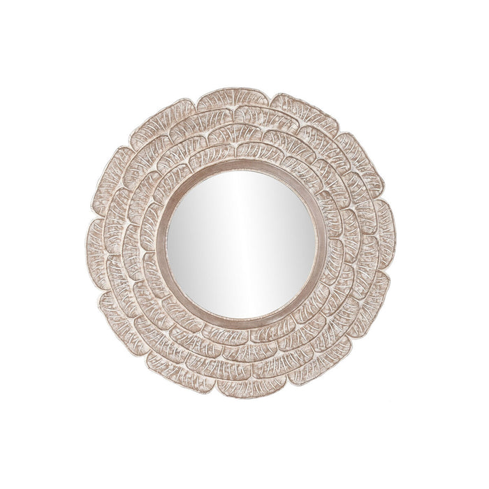 Oglindă de perete DKD Home Decor 90 x 1,5 x 90 cm Geam Natural Alb Lemn de mango Indian murat