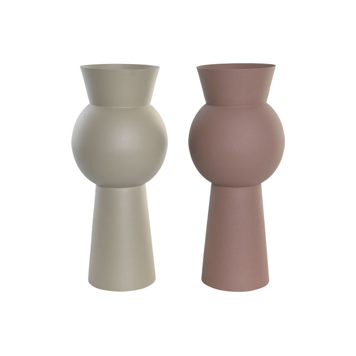 Vază DKD Home Decor Bej Roz Fier 17 x 17 x 40,5 cm (2 Unități)
