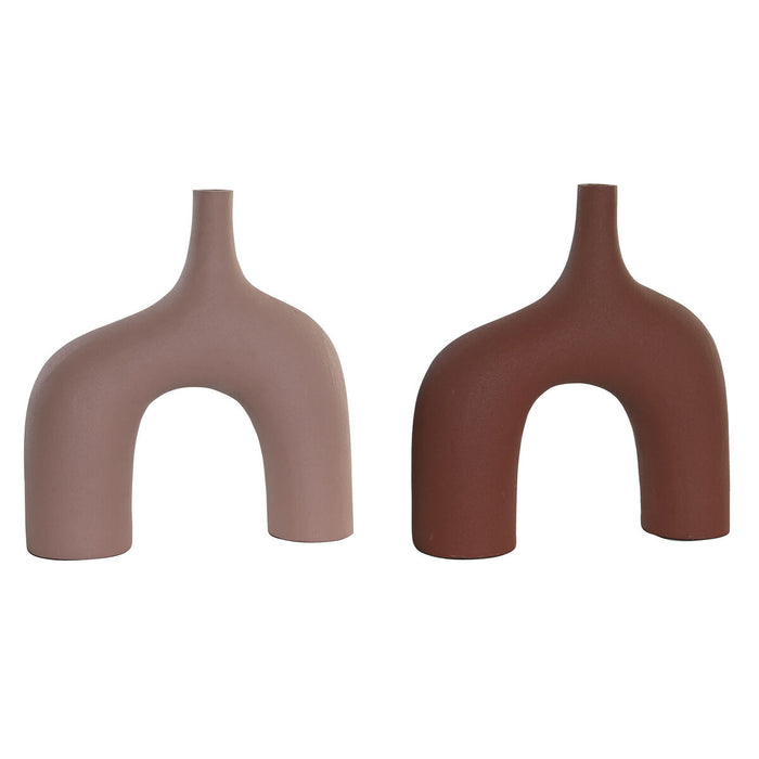 Vază DKD Home Decor Roz Teracotă Aluminiu 29 x 9 x 30,5 cm (2 Unități)