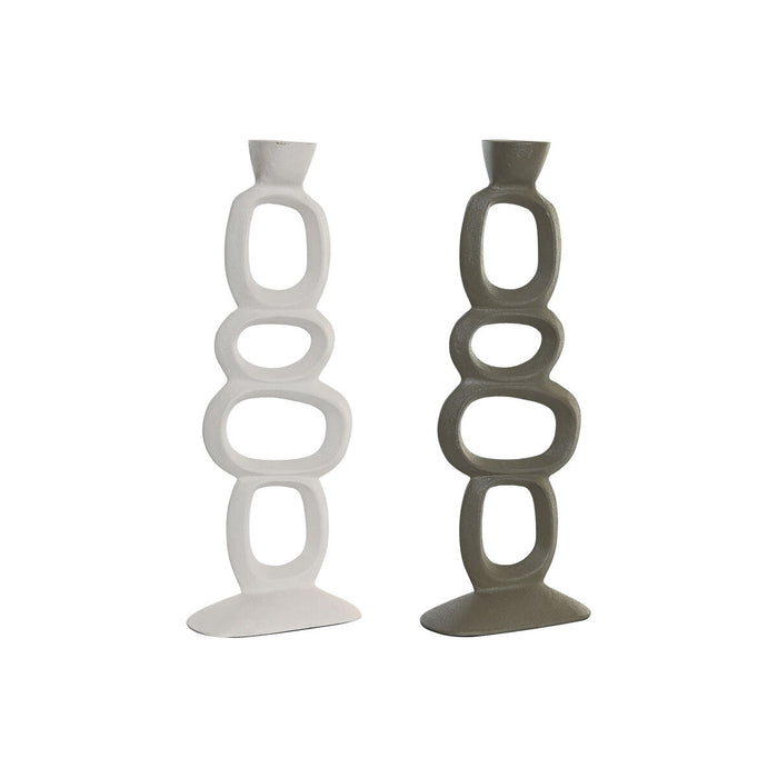 Candelabru DKD Home Decor 14,5 x 7 x 37 cm Aluminiu Alb Verde (2 Unități)