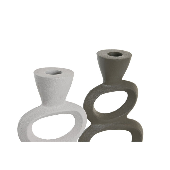 Candelabru DKD Home Decor 14,5 x 6,5 x 29,5 cm Aluminiu Alb Verde (2 Unități)