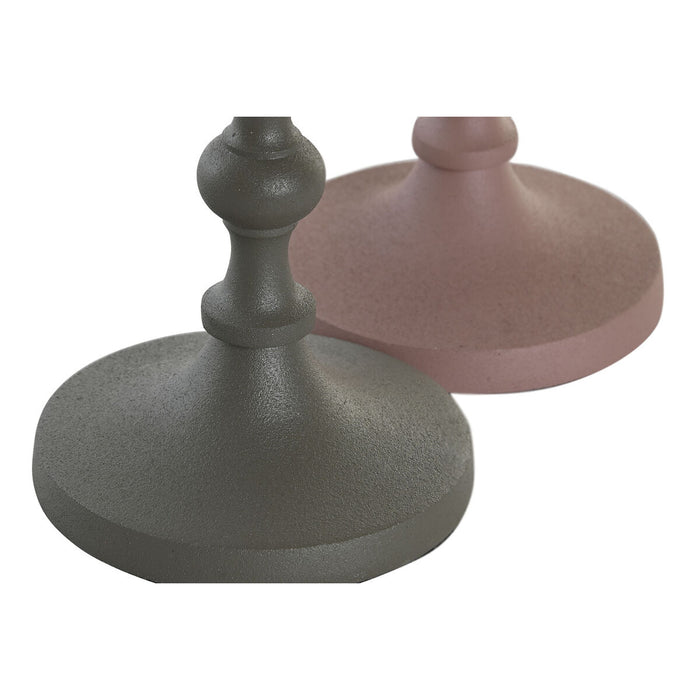 Candelabru DKD Home Decor 10,5 x 10,5 x 23,5 cm Roz Aluminiu Verde (2 Unități)
