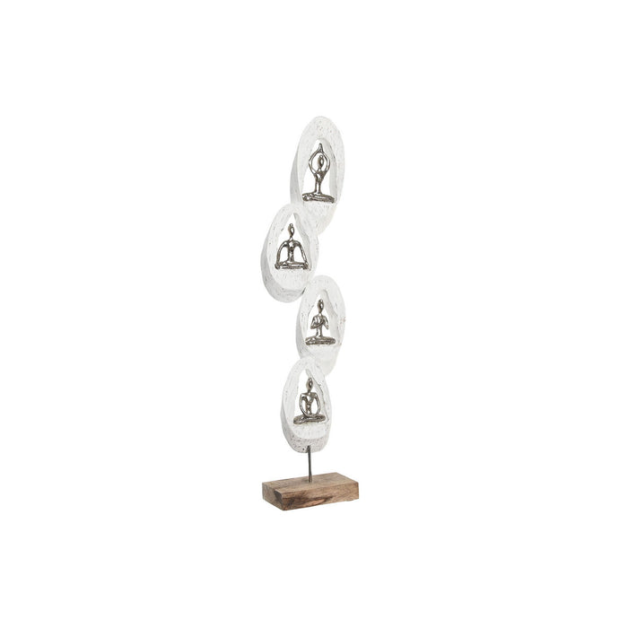 Figură Decorativă DKD Home Decor 18 x 9 x 69 cm Maro Aluminiu Alb Lemn de mango Yoga